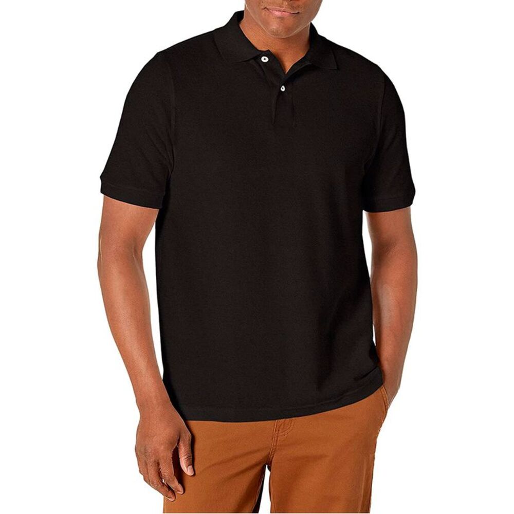 Men's Polo Shirt Casual Cotton Blend Short Sleeve Jersey T-Shirt Black